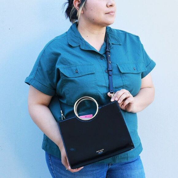 NWT Kate Spade Sam Bracelet Bag Tote Black Patent - Picture 2 of 11